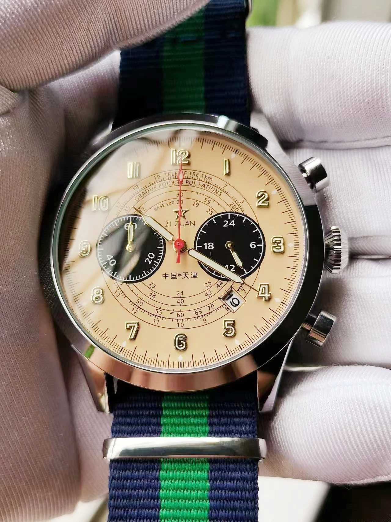 Outros relógios Pilot 1963 Time Code Watch Night Glow Multi funcional 5 pinos Panda Pan Retro Aviation Flight Hardman Military 1901 Watch J240326