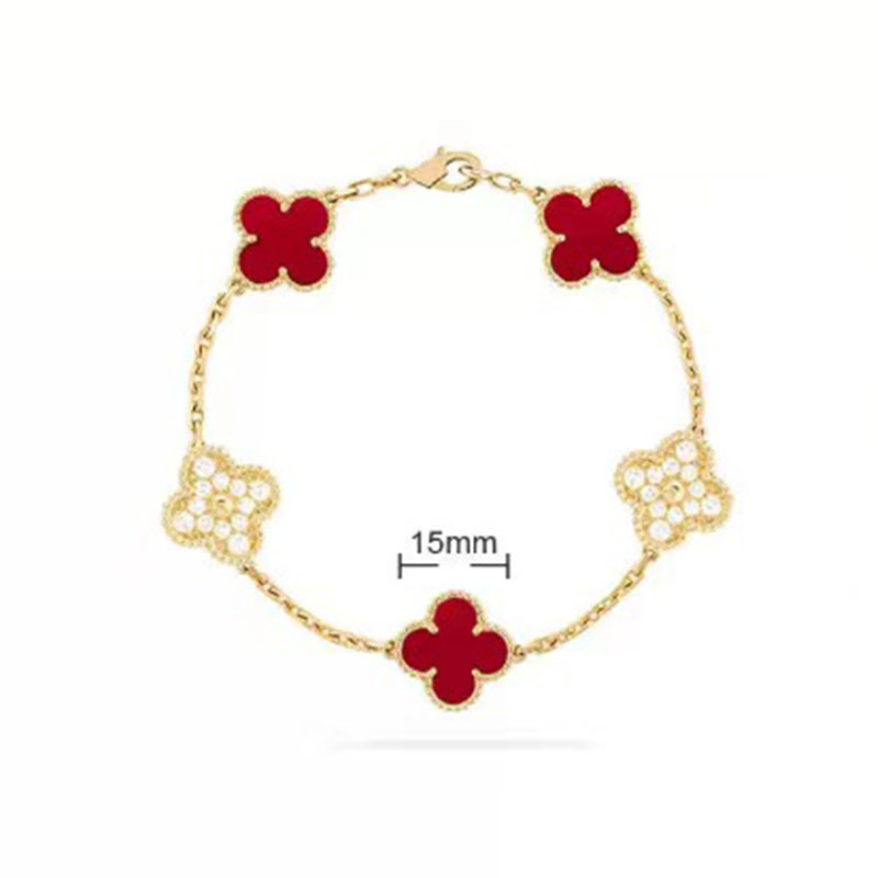 Bracelet trèfle de marque classique bracelet à cinq fleurs bracelet à la mode et luxueux bracelet à breloques pour femmes bracelet en acier inoxydable en or 18 carats