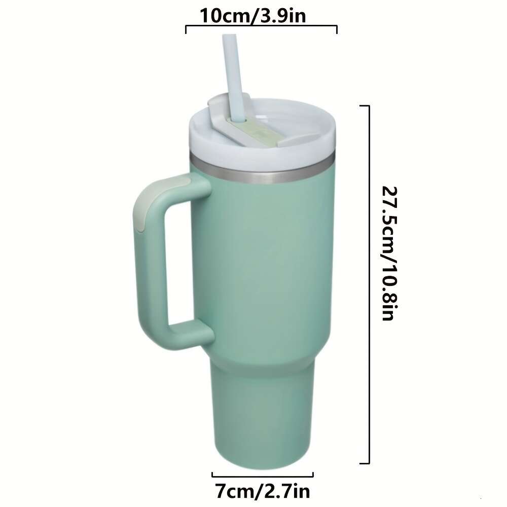 Caneca isolada de aço inoxidável de 40 onças com alça, palha e design à prova de vazamentos Mantenha as bebidas frias - perfeitas para entusiastas e viajantes ao ar livre