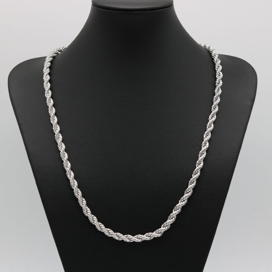 24 Inches Classic Rope Chain Thick Solid 18k White Gold Filled Womens Mens Necklace ed Knot Chain 6mm Wide191q