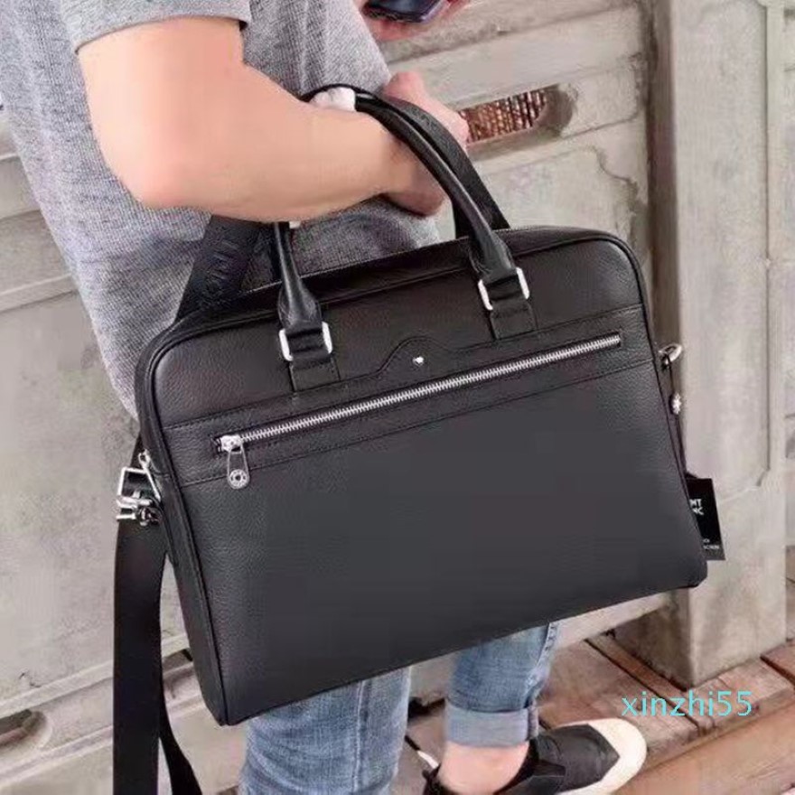 Luksusowa teczka dla mężczyzn prawdziwa skórzana torba na laptopa dżentelmeńska obudowa z wyjmowanym paskiem2569