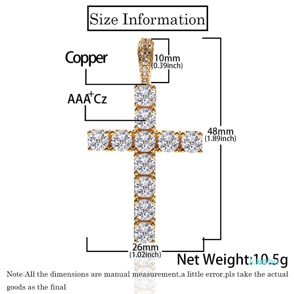 Shining Diamond Stone Cross Pendants Halsband smycken Platinum Platerade män Kvinnor Älskar Parpar Religiösa smycken223x