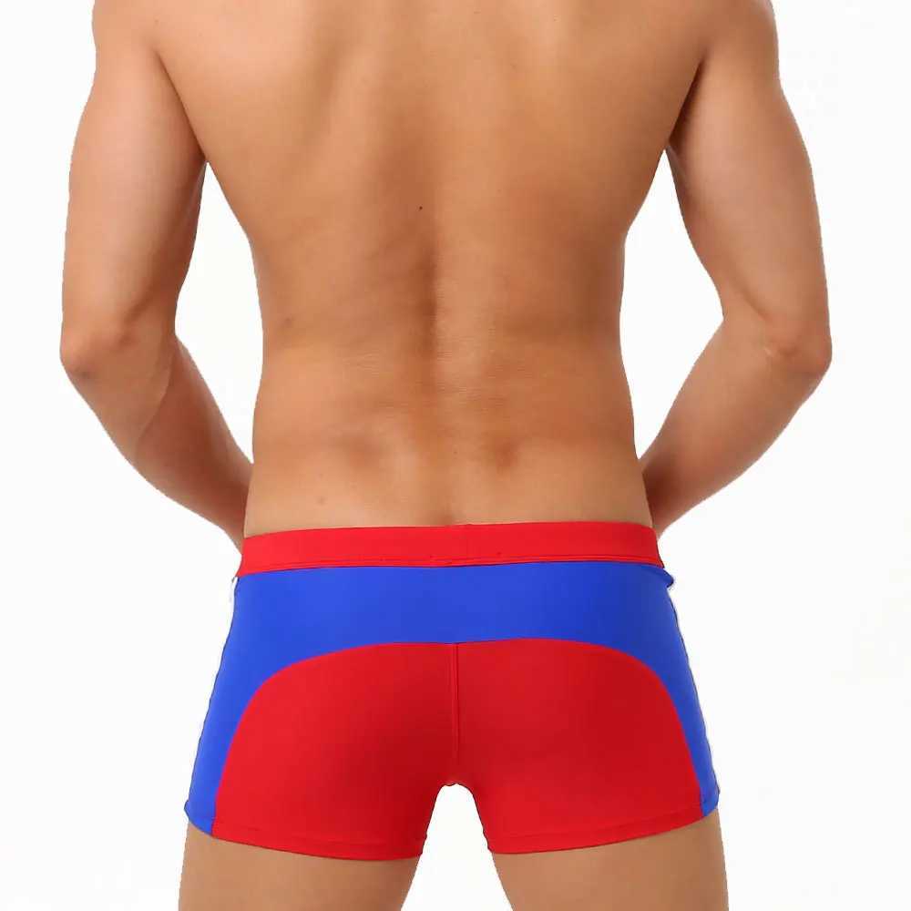 Costume da bagno da uomo Costume da bagno sexy Spiaggia Costume da bagno ad asciugatura rapida Costume da bagno da uomo con tasca con cerniera Boxer da bagno Breve gamba quadrata Costume da bagno Board Short 24327