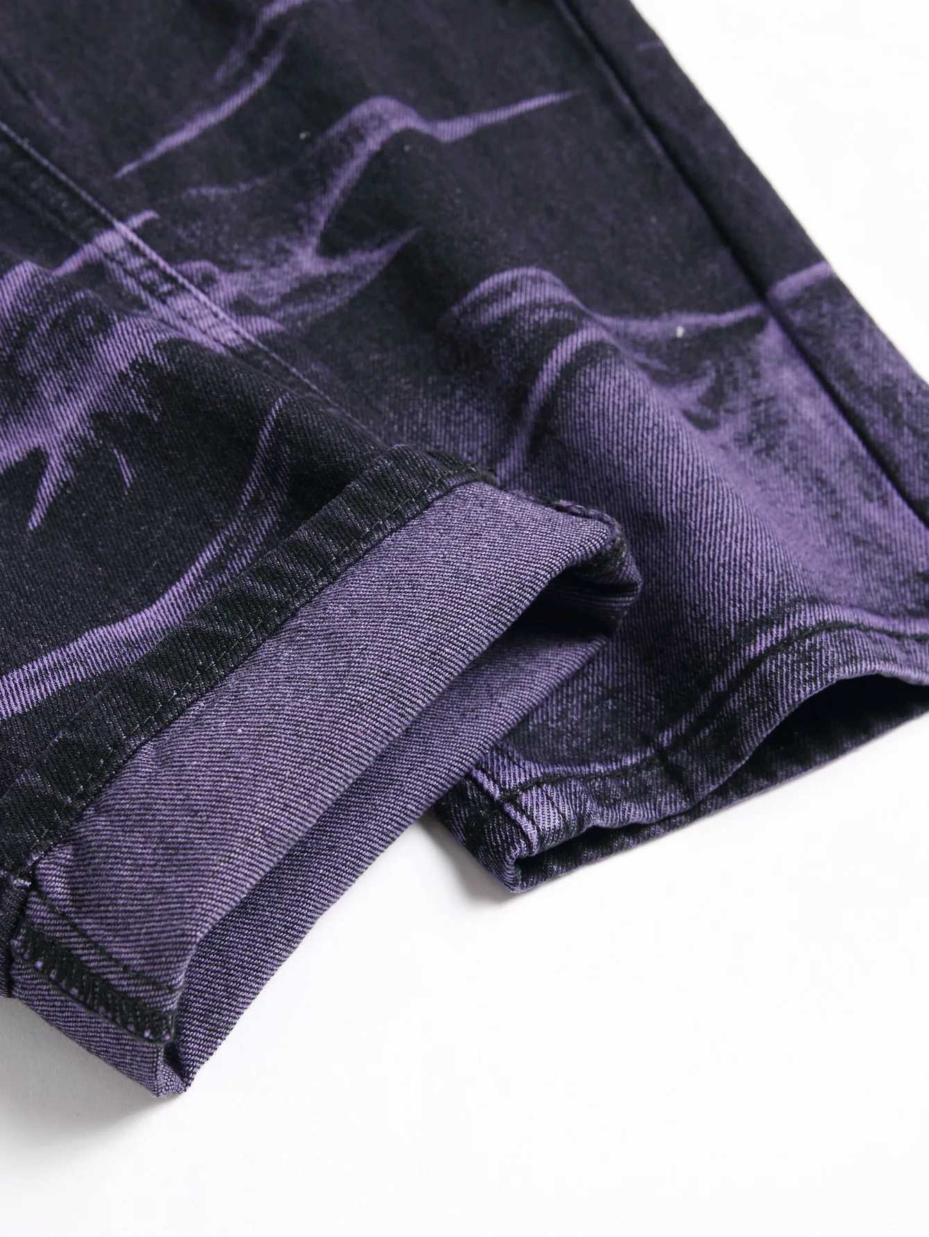 Jeans pour hommes Jeans déchirés pour hommes Pantalon en denim serré saisonnier Personnalisé Violet Noir Jeans droits Mode Pantalon pour jeunes J240328