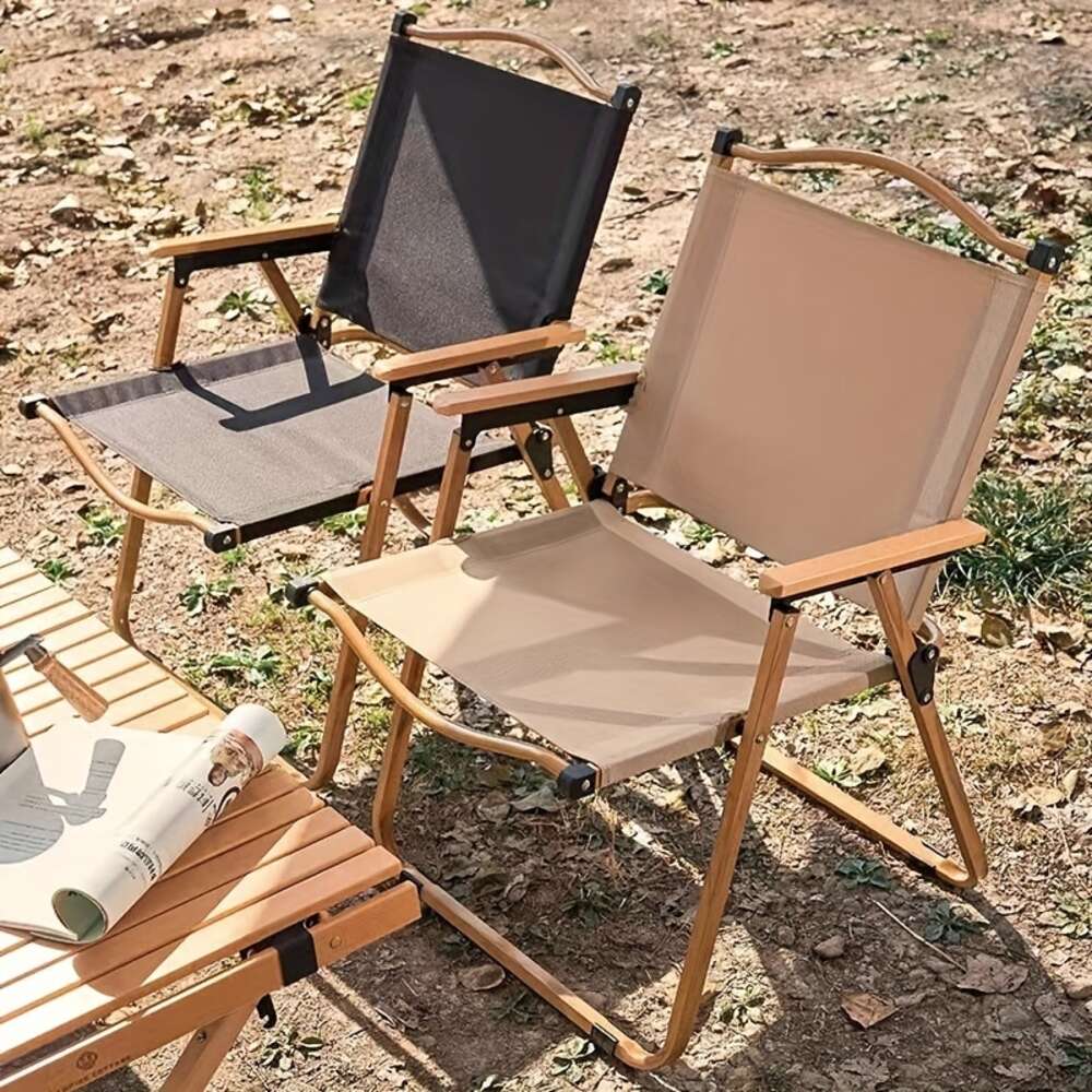 Ulepszone wzmocnione krzesło składane, czarne, kawa, model: średni, duży