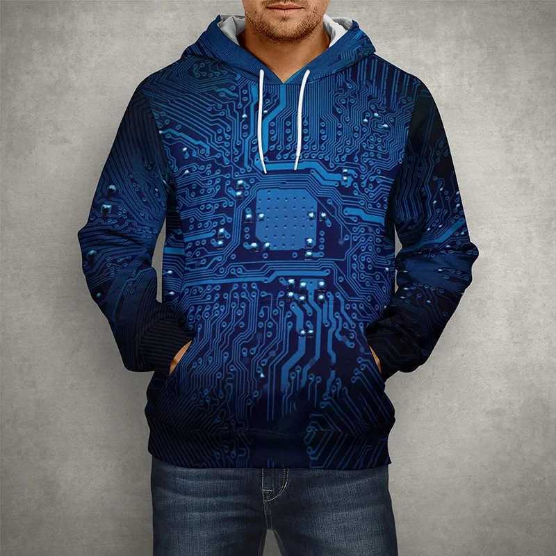 Men's Hoodies Sweatshirts New Clothes 3D Print Motherboard CPU Processor Line Circuit Board Cool Swearshirts Men Women Children Casual Harajuku Hoodies 24328