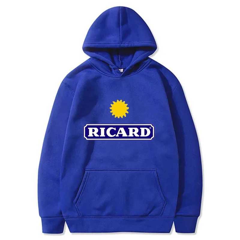 Herrtröjor tröjor tröjor tröjor ricard män kvinna mode svart vit tryck höst vinter fleece varm hip hop män fickor avslappnade toppar 24328