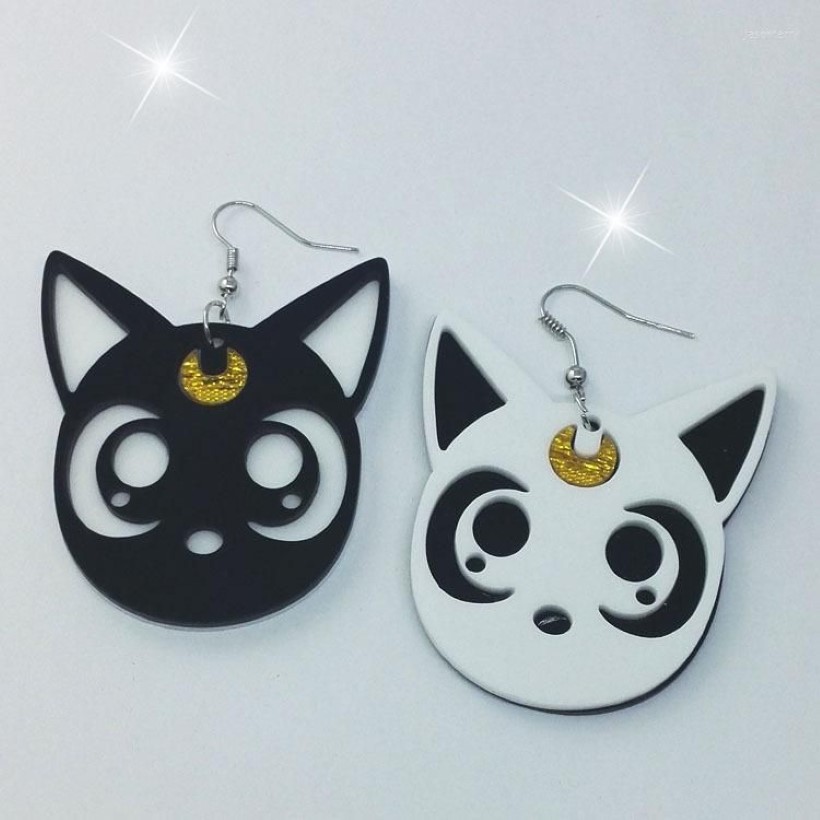 Pendientes colgantes de dibujos animados Harajuku Anime Luna gato negro encantador Cosplay gota joyería acrílica para mujeres Fashion217z