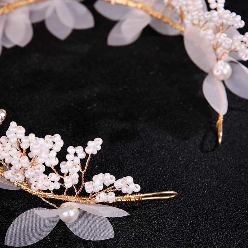Słodki jasnoróżowy perłowy z koralikami opaska na głowę korona ślubna nośniki na przyjęcie weselne Kobiety do włosów
