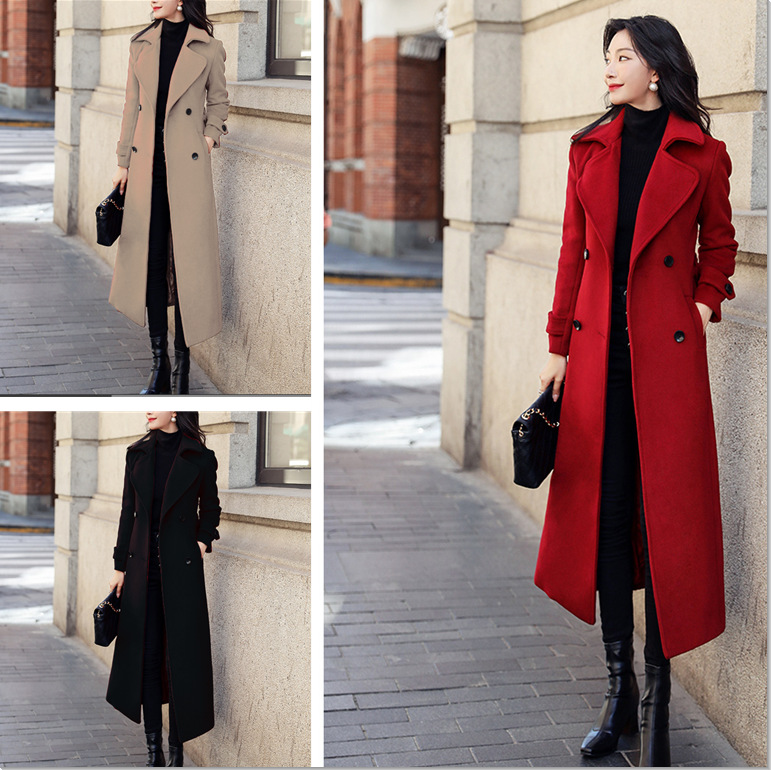 Designer Gruby Trench Płaszcz Kobiety wełna Moda Windbreak Wool Blends podwójnie piersi Coats Winter Woman Kurtka swobodna długie styl WITRPOOF WORKOLES Kurtki S-3xl