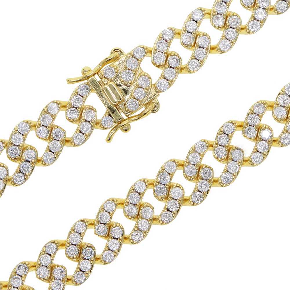 Anklets Silver 9mm CZ Cuban Chain Necklace Cubic Zirconia Thin Cuban Chain Halsband Hip Hop Ice Womens JewelryL2403