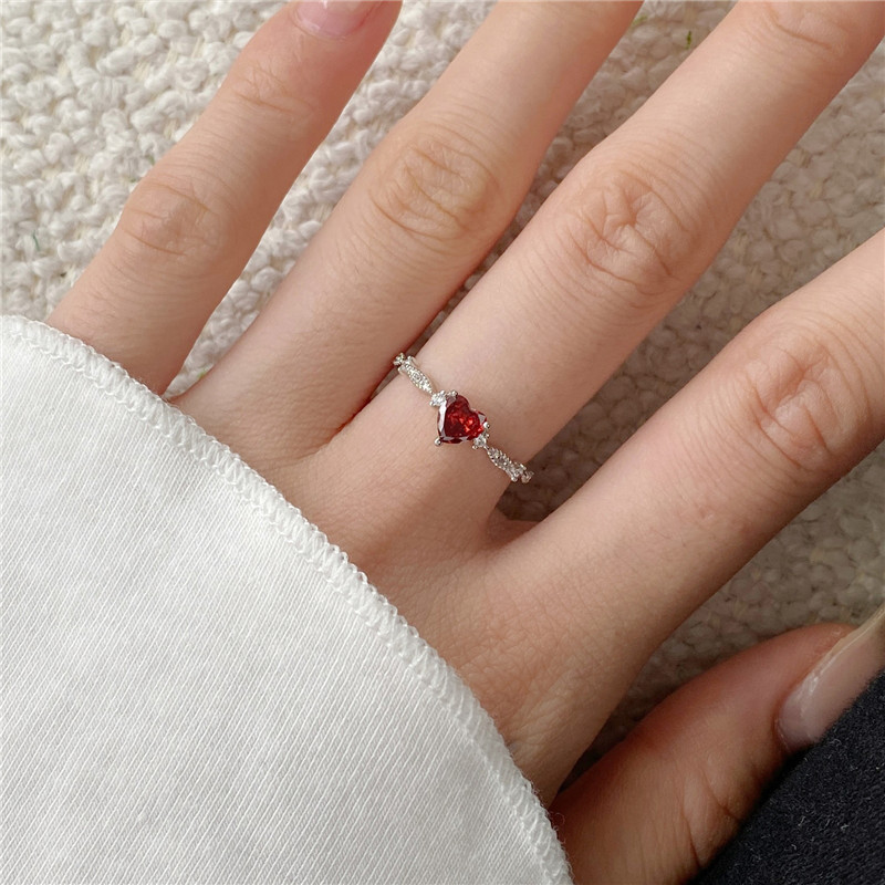 Bague de luxe en diamant coeur rouge pour femme, or 18 carats, bijoux en argent sterling 925, bagues d'amour de styliste pour femmes, tenue quotidienne en zircone 5A, boîte-cadeau pour ami, ouverture réglable