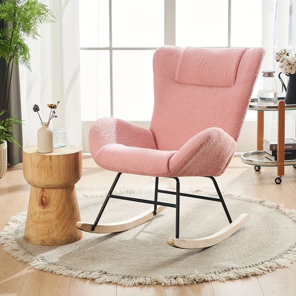 1 шт. кресло-качалка с ножками из массива дерева, подушка из ткани Тедди, кресло для гостиной, спальни и офиса, лучший подарок