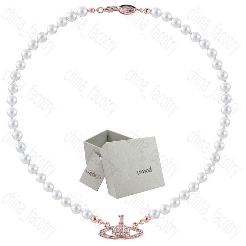 Collana di perle Saturno Perline Ciondolo Moda Donna Collana di diamanti Coppia regalo di gioielli Con scatola di imballaggio2299