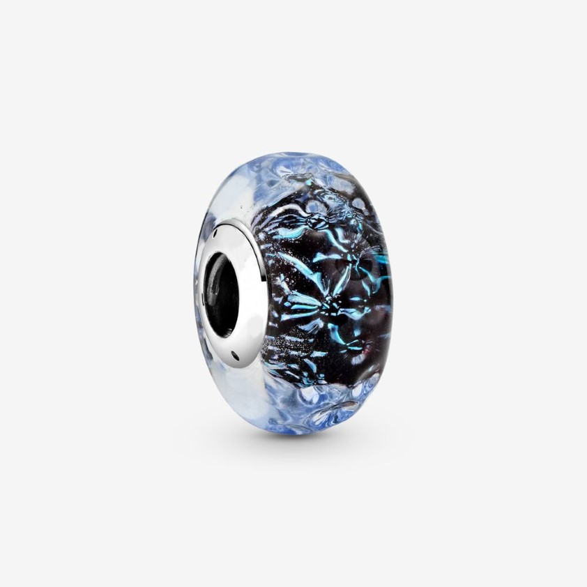 Nouveauté 925 argent Sterling ondulé bleu foncé verre de Murano océan charme ajustement Original européen bracelet à breloques bijoux de mode Acces311V