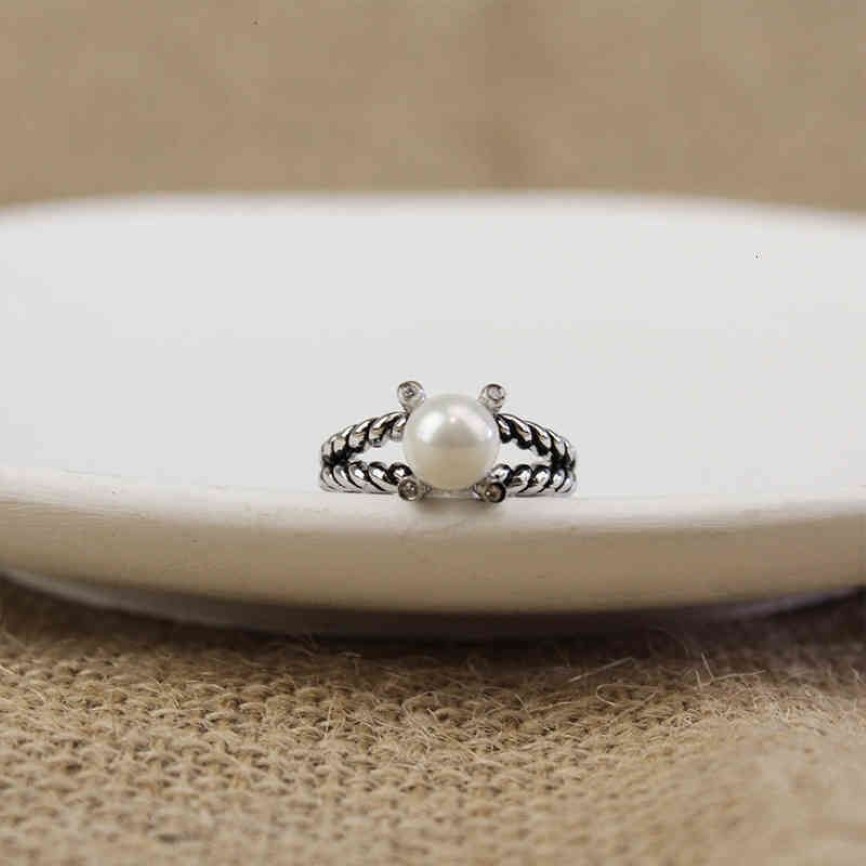 Retro jóias incrustadas designer anel feminino pérola anéis ed fio para com imitação alta mulher design para senhoras casamento aniversários218d
