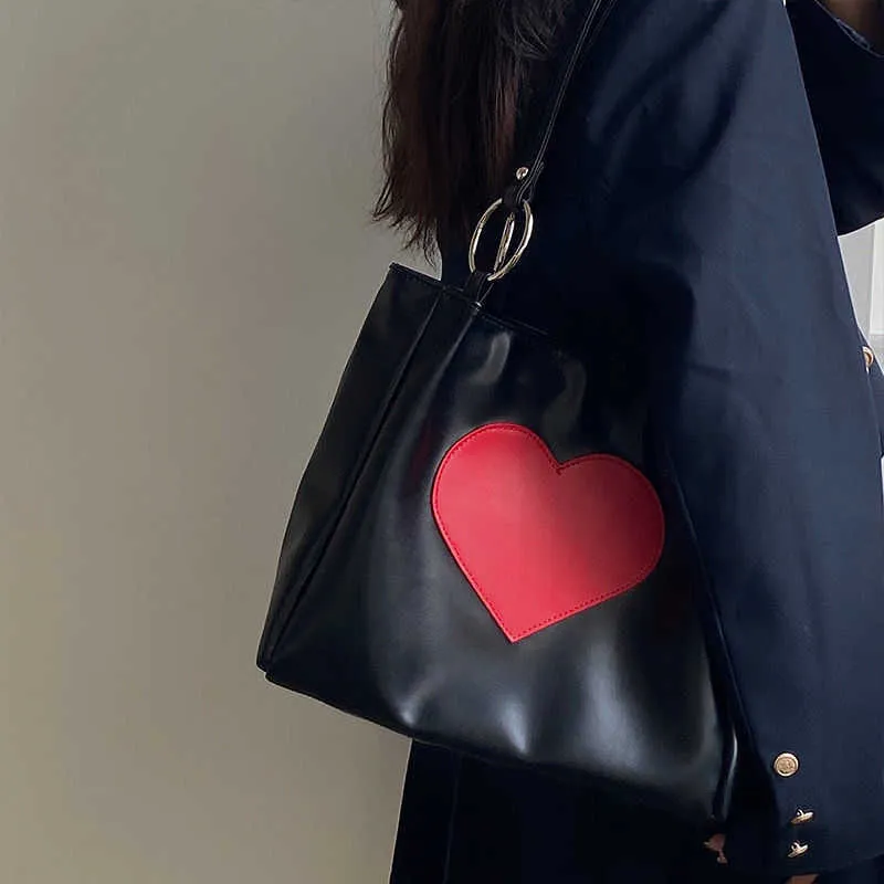 Shoulder Bags Harajuku Kawaii Women Japanese Cute Heart Lolita Tote Ladies Handbags 2023 Big Shopper with Zipper 230309