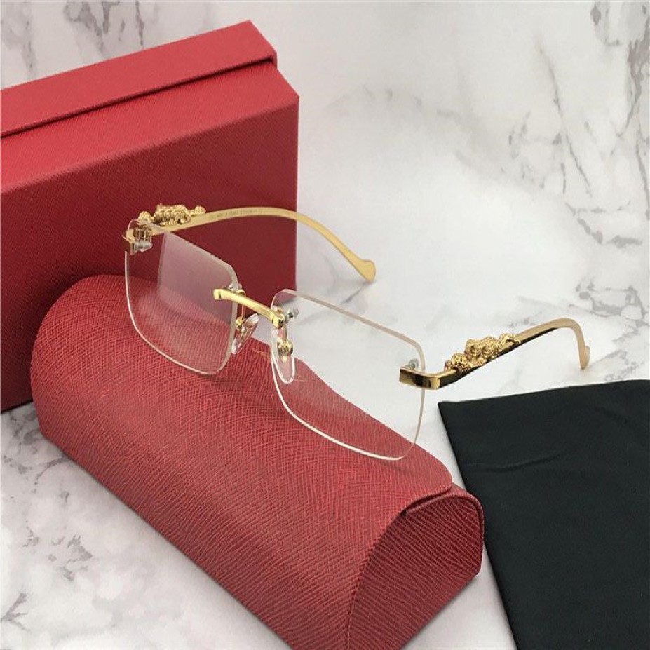 Luxo-2019 novo designer de óculos ópticos e óculos de sol 1984615 moldura quadrada sem aro lente transparente pernas de animais vintage simples s231K