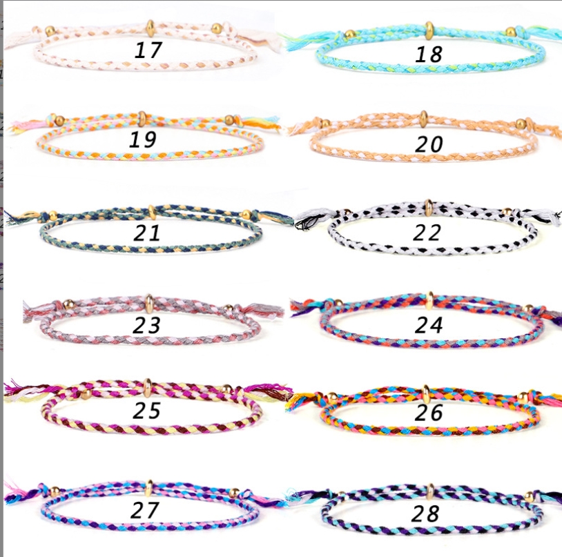 Charme Pulseiras Jóias Handmade Tecido Trançado Corda Pulseira de Amizade com Cartão Praia Bohemian Poliéster Thread Weave String para Mulheres Homens