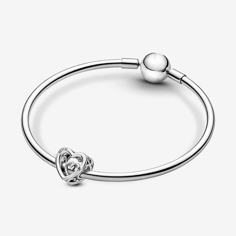 Entwined Infinite Hearts Charm Pandoras 925 Sterling Silver Luxury Charm Set Bracelet Fabrication de perles Charms Designer Collier Pendentif Boîte d'origine Expédition rapide