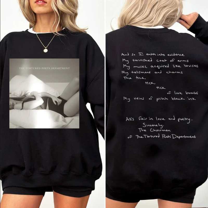 Hoodies Women's Sweatshirts قسم الشعراء المعذرين من النوع الثقيل للنساء TTPD Swiftie Kelce Eras Tour Crewneck رئيس Merch Tops 24328