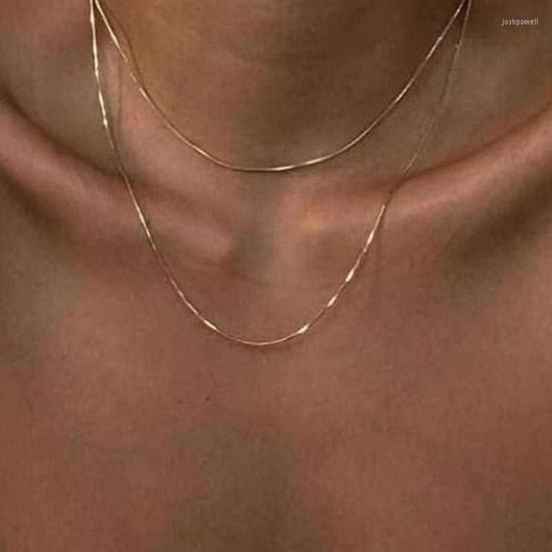 Choker 14K Gold Filled Herringbone Necklace Dainty Sexy Layered Snake Chain Layering For Women Mom257Z