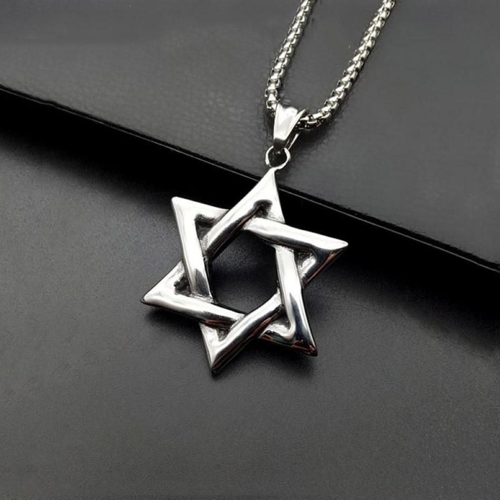Naszyjniki wiszące gwiazda David Izrael łańcuch Naszyjnik Kobiety ze stali nierdzewnej Judaica Srebrny kolor żydowscy mężczyźni Juinrypendant2249