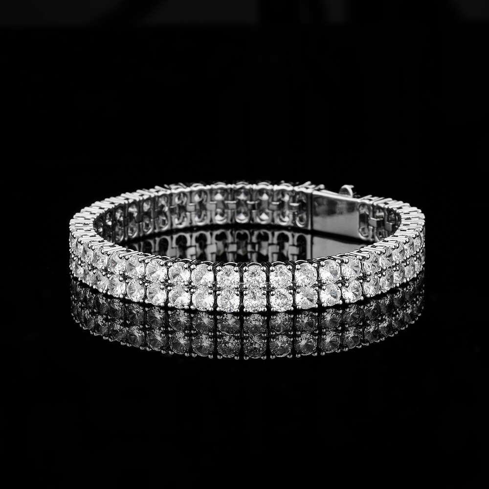 منتج HIP HOP 4MM Micro Set Zircon Zircon Double Row Tennisbracelet