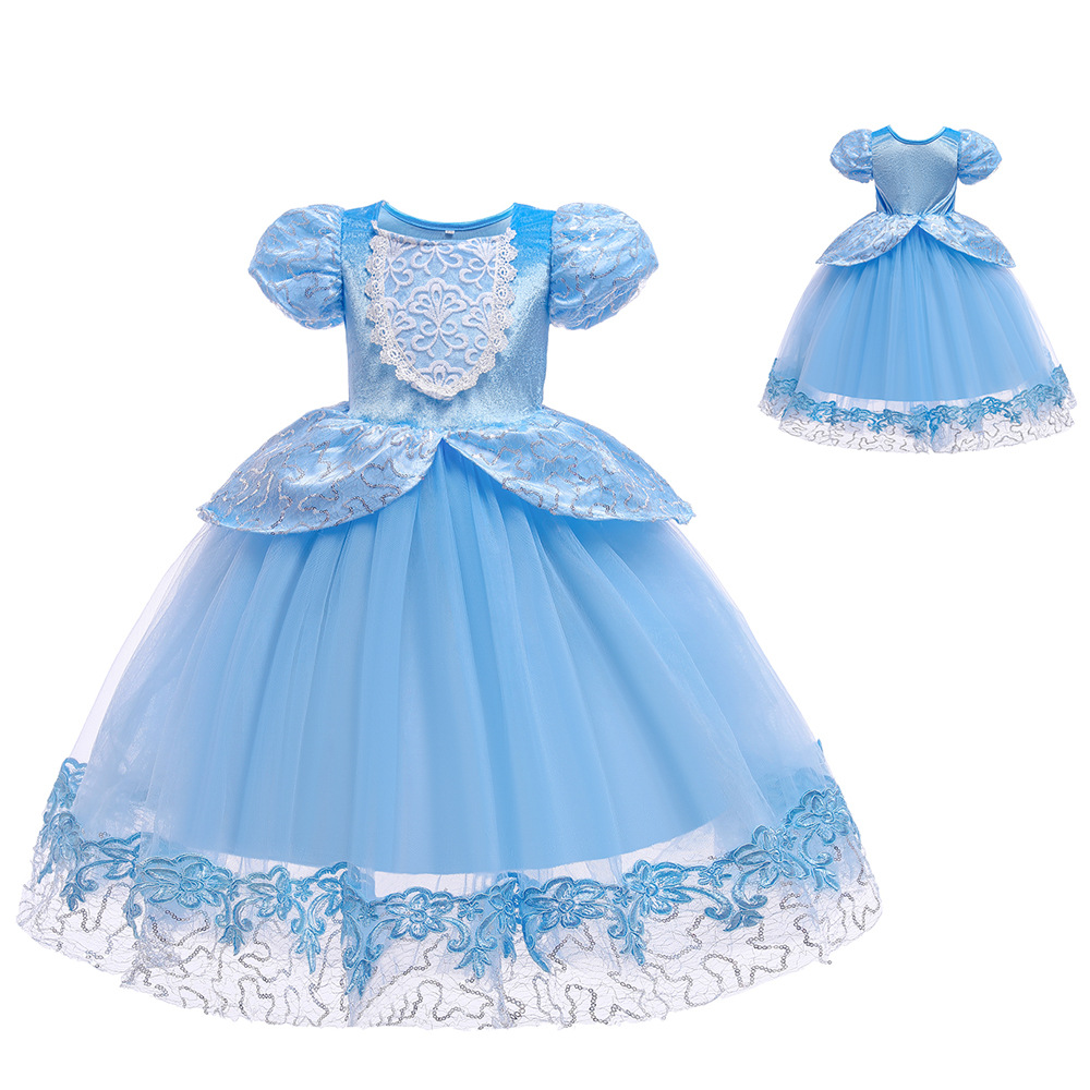 Princess Sky Blue Jewel Girl's Birthday/Party Dresses Girl's Pageant Dresses Flower Girl Dresses Girls Everyday Skirts Kids' Wear SZ 2-10 D328243