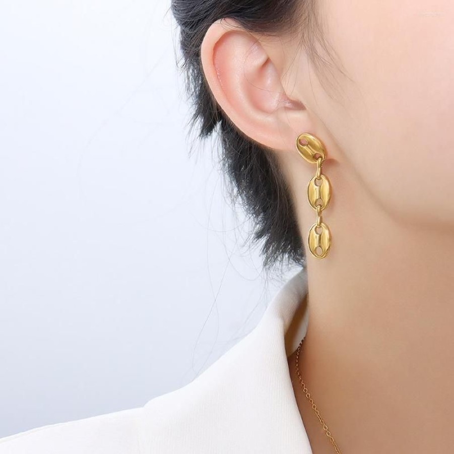 Orecchini pendenti Moda Chicco di caffè color oro gioielli da donna Liscio Vintage Accessori orecchie carini Regali di nozze185a