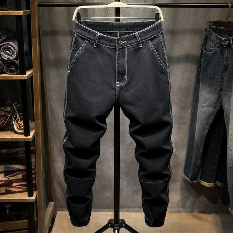 Jeans pour hommes Jeans noirs sarouel pour hommes pantalons de poche amples vêtements de rue coniques vêtements pour hommes denim cheval de Troie nouveautés en 2023 J240328