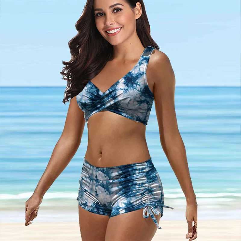 Women's Swimwear Camo Solid Color Print Beautiful Ladies Sexy Vest Trend Set Breast Revealing Summer Vacation Bikini S-5XL T240328