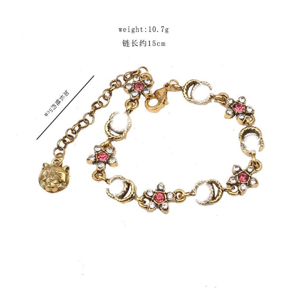 Luxury Design Bangles Brand Letter Bracelet Chain Famous Women 18K Gold Plated Crysatl Rhinestone Pearl Wristband Link Chain Gifts293h