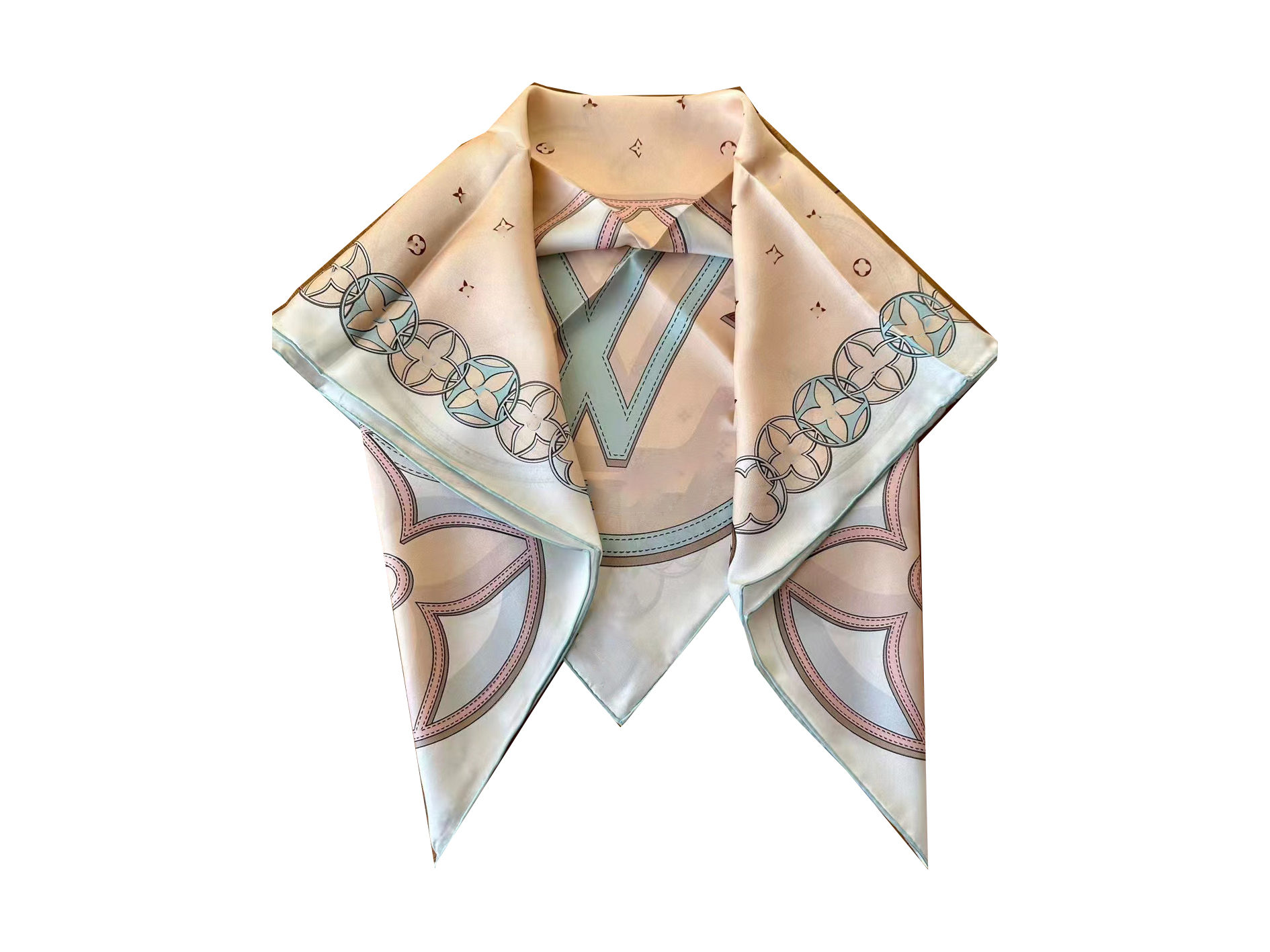 2024 New Designer Silk scarf High quality square scarf Women ring headband Monogram pattern Top Brand L letters Classic Luxury scarf Black Double sided scarf