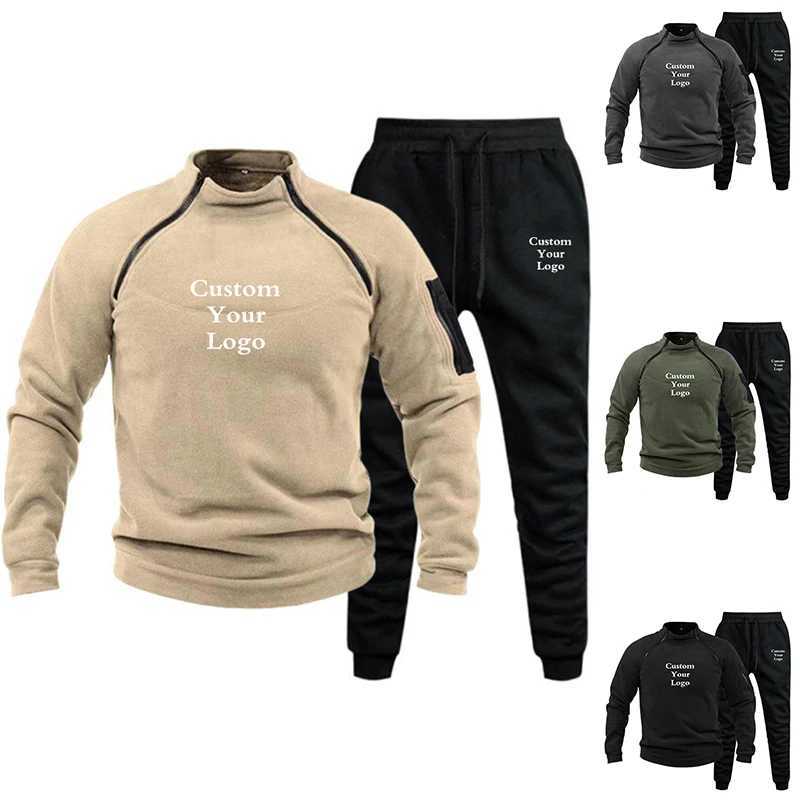 Sweats à capuche pour hommes Sweatshirts Nouveau personnalisé Couleur unie Nouvelle haute qualité Hommes Loisirs Sports Col rond Pull sans capuche Pull + Pantalon de course en plein air Ensemble 24328