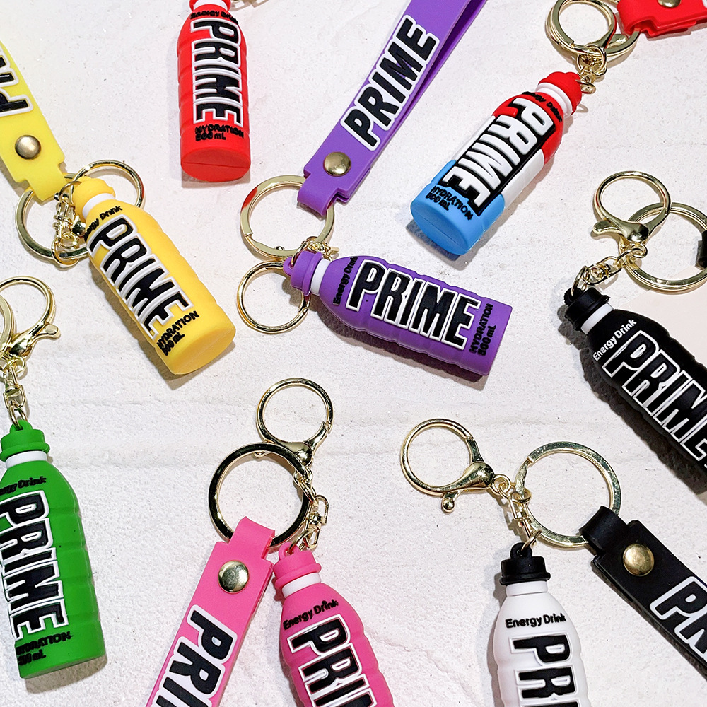 Cute PRIME Keychain Fashion Bottle Key Chains for Car Key Bag Pendant Women Men Party Favors Keyring Gifts Wholesale