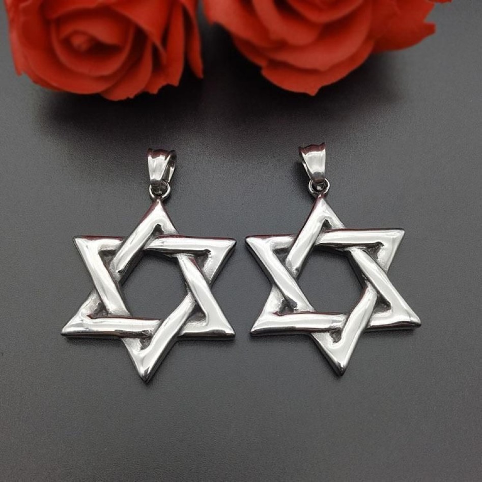 Pendant Necklaces Star Of David Israel Chain Necklace Women Stainless Steel Judaica Silver Color Jewish Men JewelryPendant299f