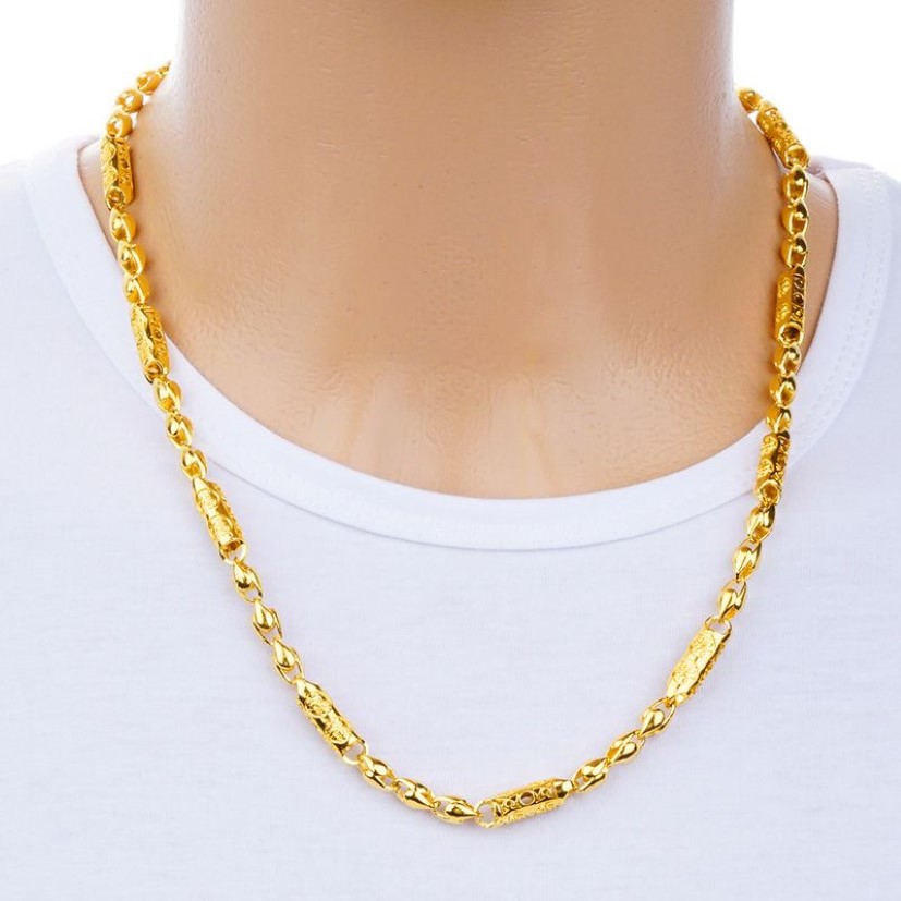 Collier solide Hip Hop perles chaîne en or jaune 18 carats rempli de mode hommes chaîne lien Style Rock poli bijoux 257A