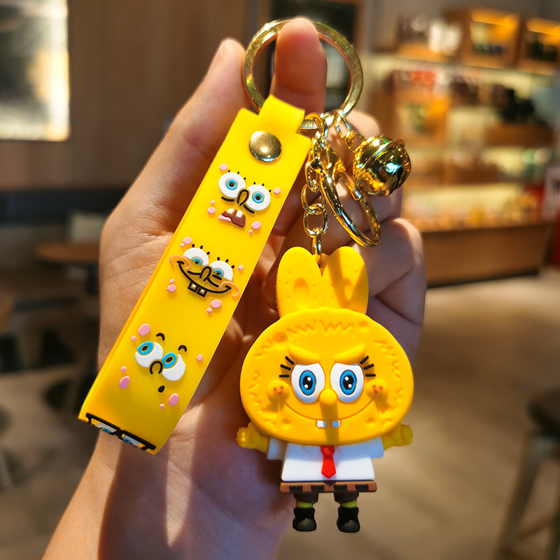 Cartoon cute pirate sponge, baby pie big starfish couple keychain doll pendant keychain Christmas gift