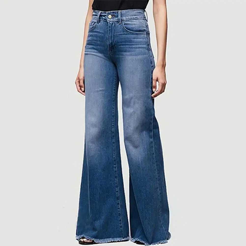 Women's Jeans Vaqueros de pierna ancha para mujer, Vaqueros acampanados de talla grande a la moda con borlas, pantalones vaqueros acampanados de corte entallado, vaqueros acampanados de cintura media, ropa de calle 24328