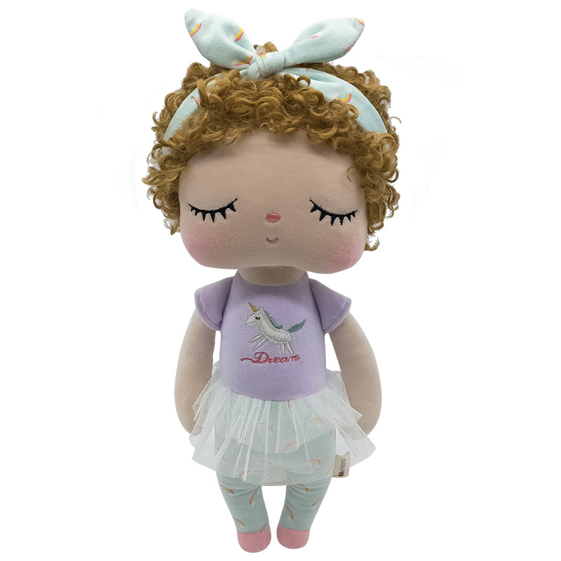 Mi Tu Angela Plush Toy Curly HairFashionリトルガールドール快適な人形のおもちゃ