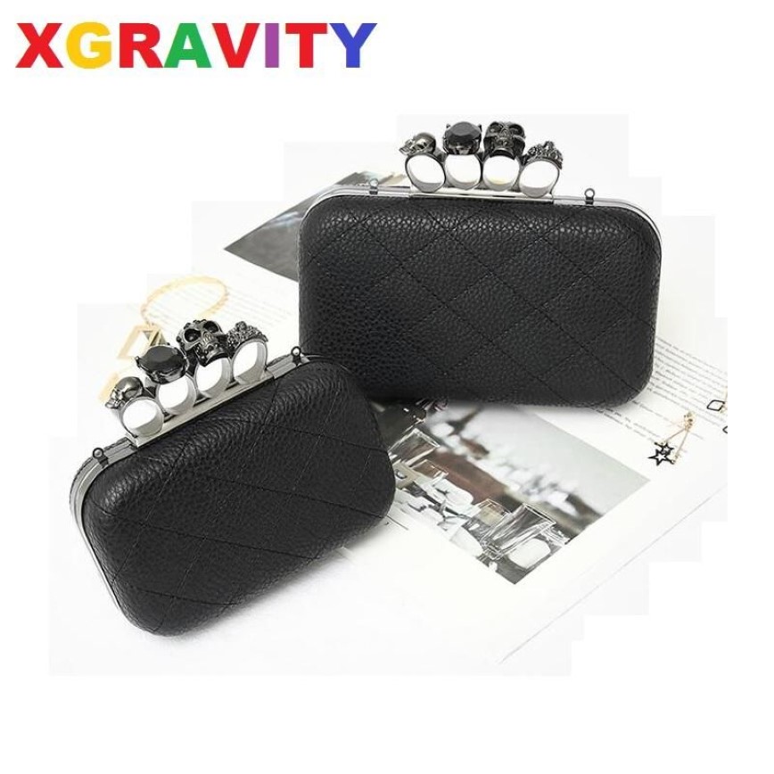 Bolsas de noche Xgravity 2021 Moda Skull Finger Elegante Cadena Bolsa Mujeres Casual Embragues Bolsos Sobre Damas Fantasma 0502850