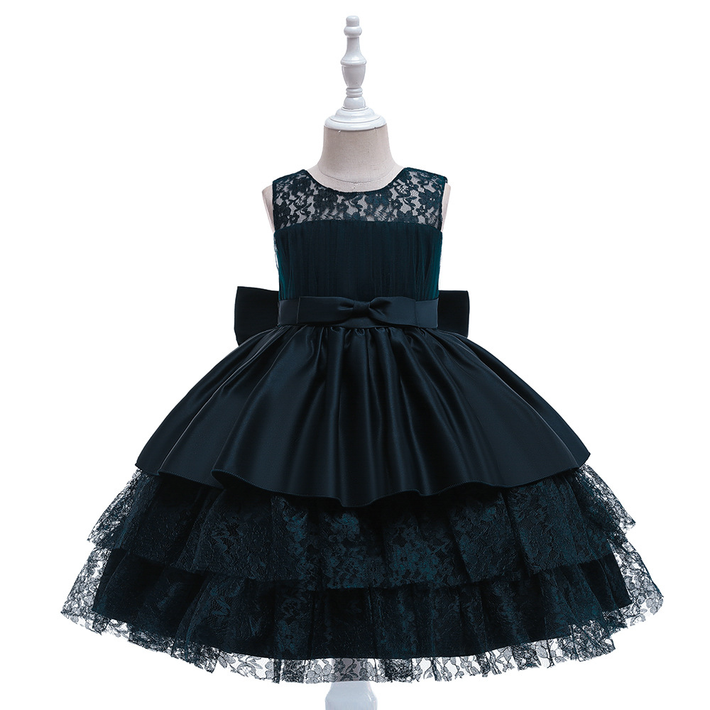 Sweet Green Navy Blue White Jewel Girl's Birthday/Party Dresses Girl's Pageant Dresses Flower Girl Dresses Girls vardagliga kjolar Kids 'Wear SZ 2-10 D328242