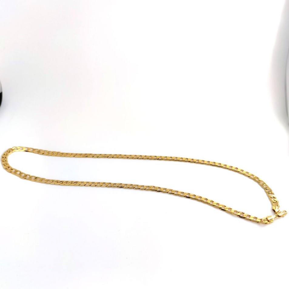 18-каратное сплошное желтое золото, наполненное бордюром, кубинское звено, ожерелье-цепочка, итальянская марка, 750, мужская и женская, длина 7 мм, 75 см, хип-хоп255O