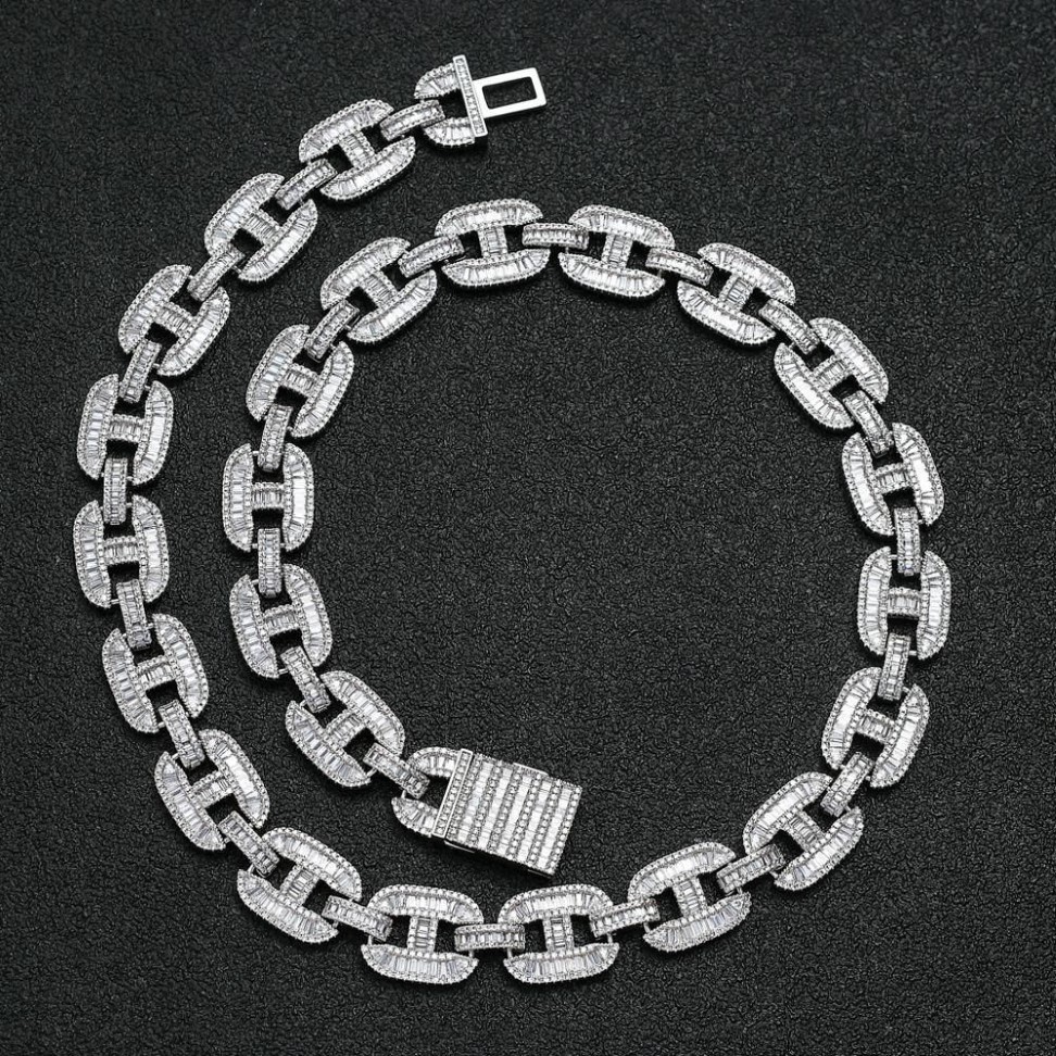 Miami 16mm Grote Doos Sluiting Cubaanse Link Chain 2 Kleuren Iced Out Baguette Zirkoon Ketting Heren Hip Hop sieraden H jllYbv337T