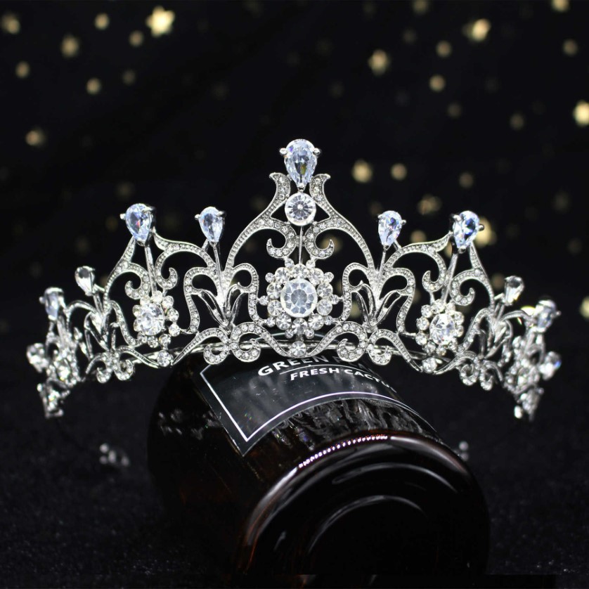 Lichtblauw Kristal Tiara Kroonprinses Bruids Bruiloft Hoofdband Haar Sieraden Accessoires Mode Hoofdtooi Optocht Prom Ornamenten 2957