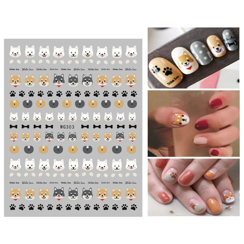 Lastoportsen 50st 3D Cartoon Anime Nail Art Sticker Cute Husky Self Adhesive Nail Slider Nail Decoration Decal