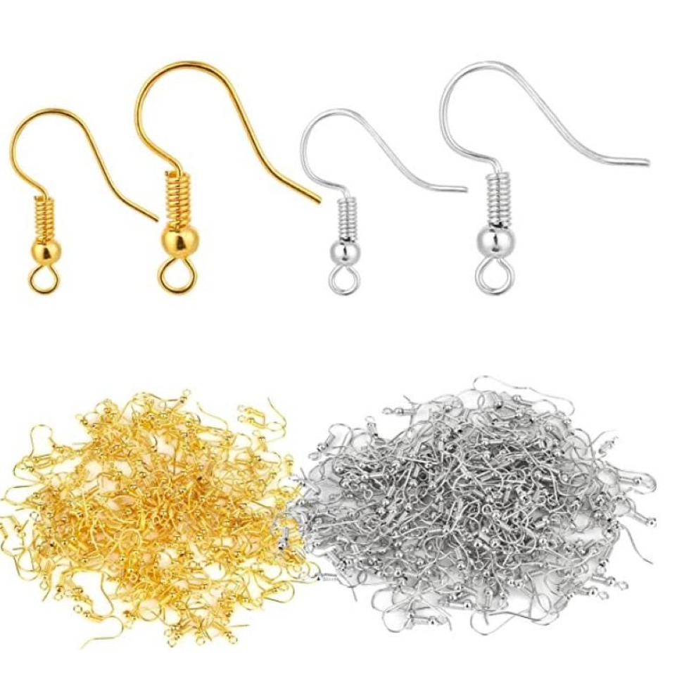 tainless Steel Earring Hooks Wires French Coil and Ball Style Nickel- Ear for Jewelry Making Colors Silver 342l