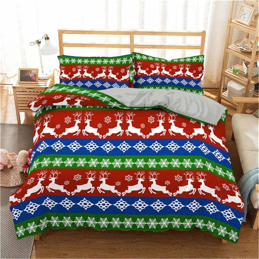 Homesky 3d God julsängkläder Set Däcke Cover Red Elk Comporter Bed Set Gifts Queen King Size 201021278y