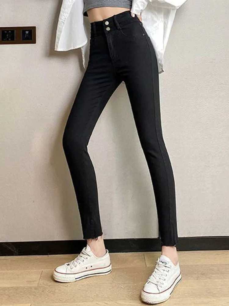 Damesjeans Hoge taille Skinny dames potloodjeans Koreaanse streetwear Casual stretchdenimbroek Lente Herfst Vintage Enkellange Kot Pantolon 24328